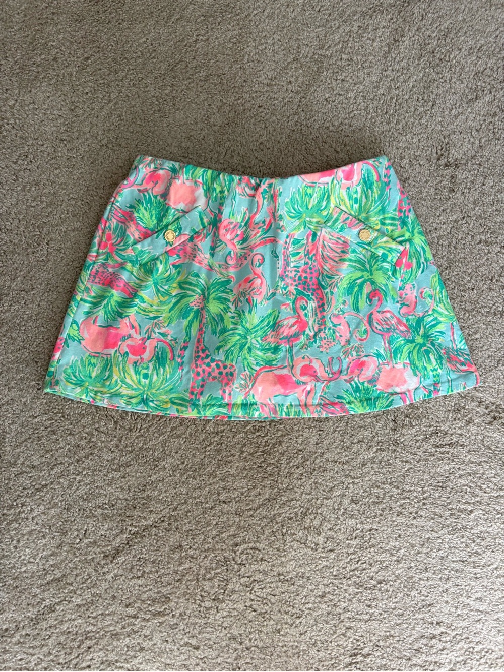 Lilly Pulitzer Tropical Pink & Green Mini Skirt